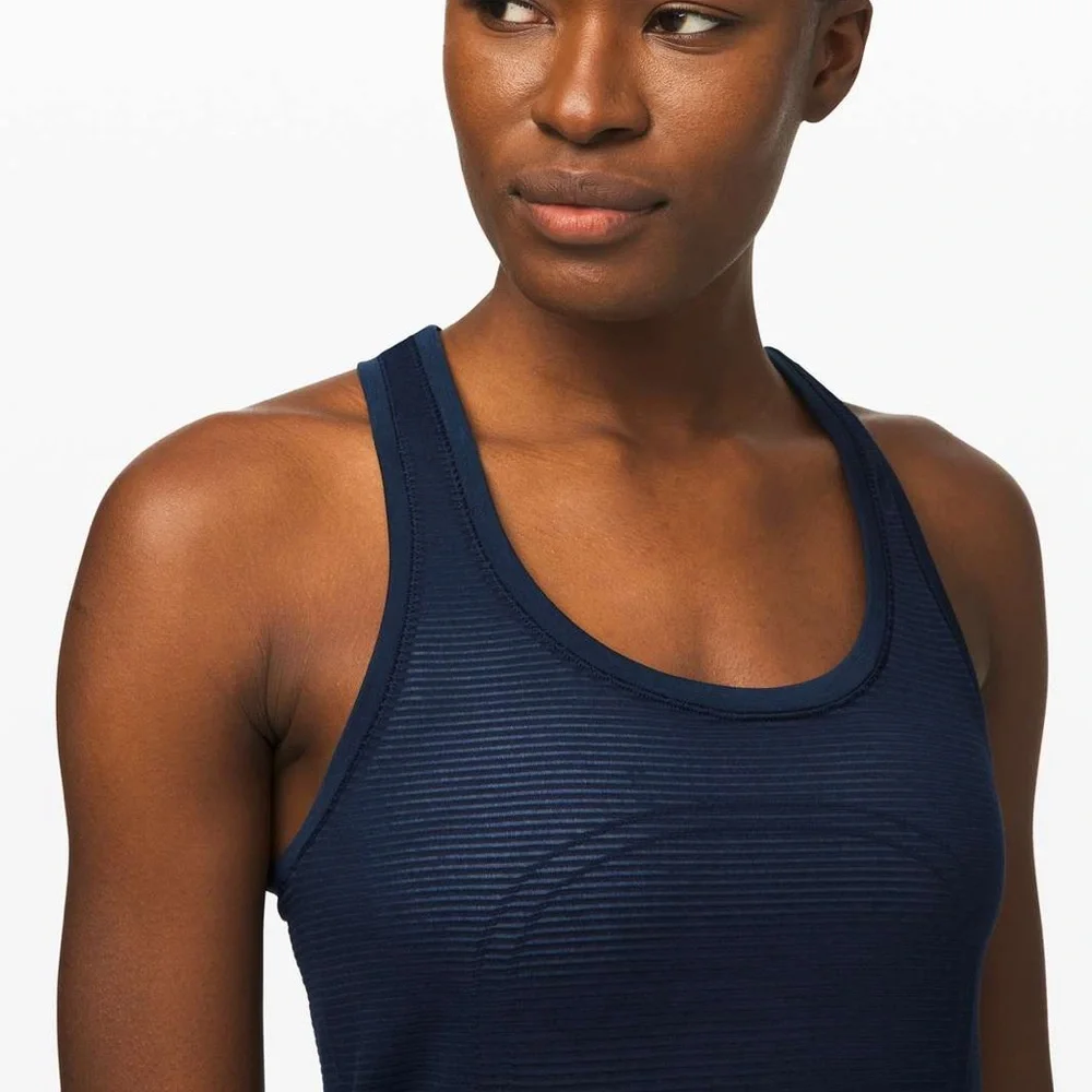 Lululemon Swiftly Speed Racerback Sheer Stripe in True‎ Navy